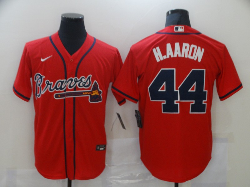 Men's Atlanta Braves #44 Hank Aaron Red Stitched MLB Jersey Men's Atlanta Braves #44 Hank Aaron Red Stitched MLB Jersey